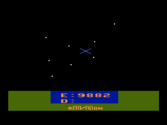 A Collection of Activision Classic Games for the Atari 2600 (PlayStation) screenshot: In your starship, you must warp to sectors containing enemy starships and destroy them (Starmaster)!