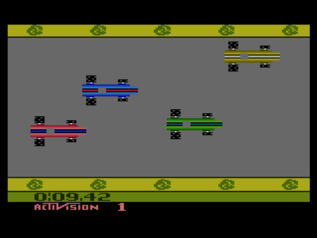 A Collection of Activision Classic Games for the Atari 2600 (PlayStation) screenshot: Meanwhile, your goal still is to reach the finish line in the shortest possible time (Grand Prix)...