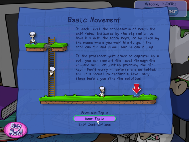 Professor Fizzwizzle (Windows) screenshot: Guide to the first level