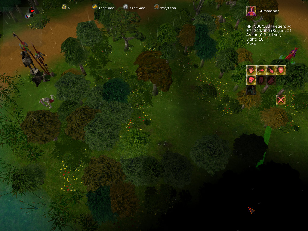 Glest (Windows) screenshot: Summoner and Golem in different places