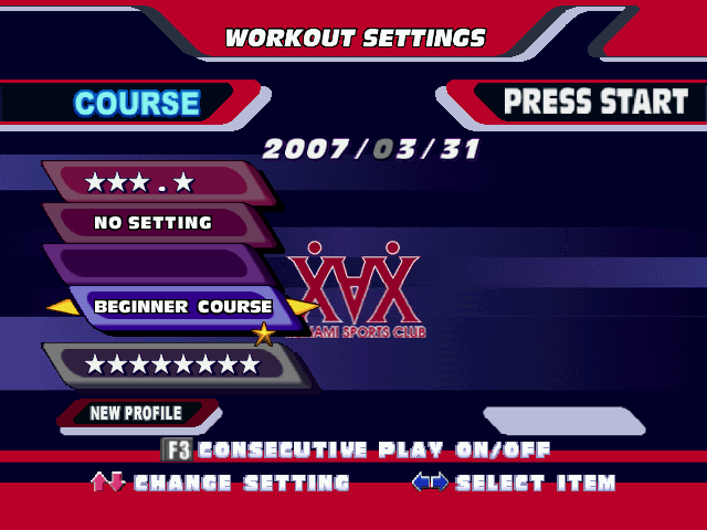 Dance Dance Revolution (Windows) screenshot: The Workout Mode lets you choose how many calories you want to burn, or how long you want to play.