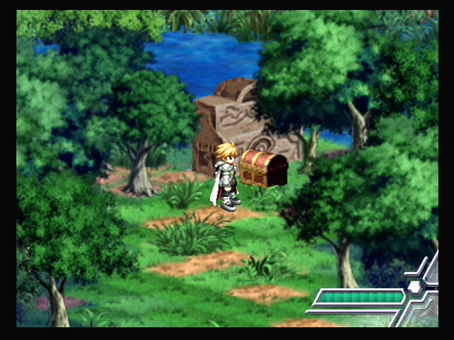 Ar tonelico: Melody of Elemia (PlayStation 2) screenshot: Exploring a forest near the beginning of the game; I found a treasure!
