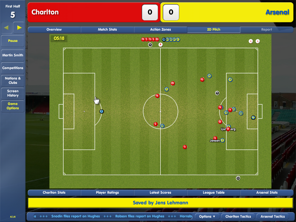 Championship Manager: Season 03/04 (Windows) screenshot: Charlton on an early attack