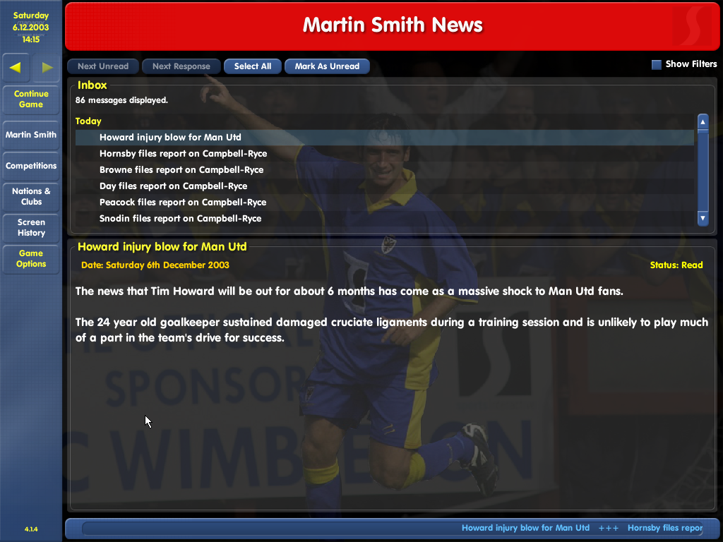 Championship Manager: Season 03/04 (Windows) screenshot: Reports from other big clubs are offered
