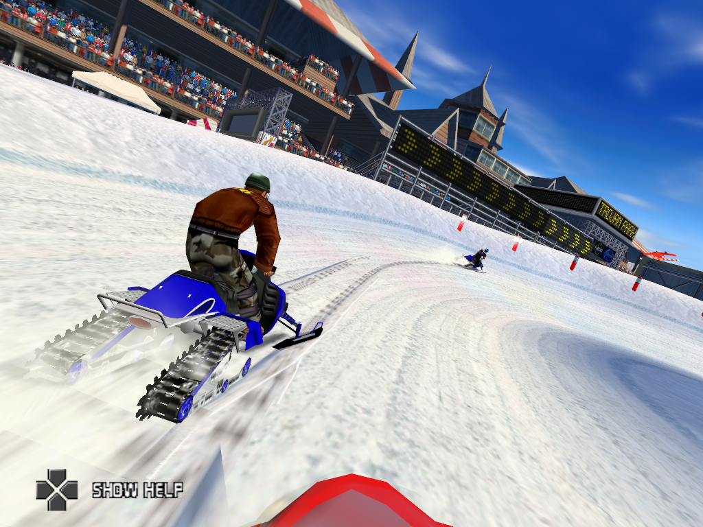 Whiteout (Windows) screenshot: Following closely in the cockpit view in the replay.