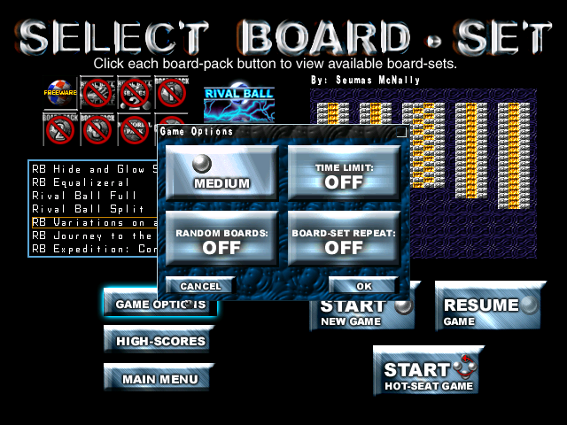 Rival Ball (Windows) screenshot: Options