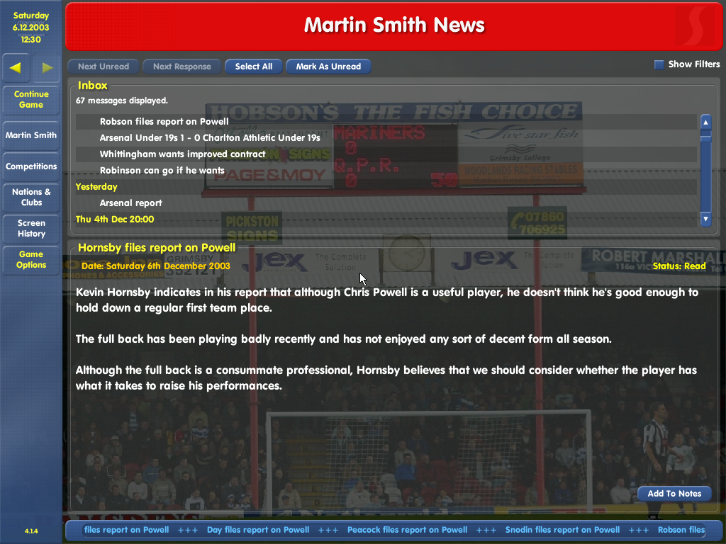 Championship Manager: Season 03/04 (Windows) screenshot: Form guide from the coach