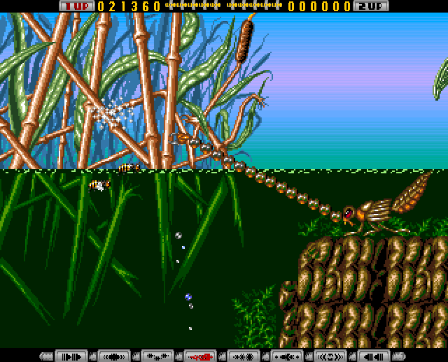 Apidya (Amiga) screenshot: Scene 2 - Grappling hook insect