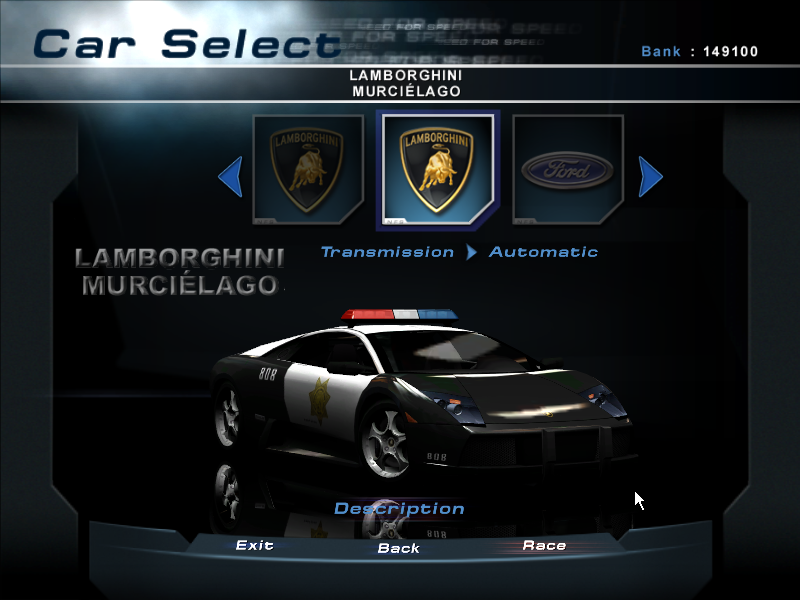 Need for Speed: Hot Pursuit 2 (Windows) screenshot: There are also cop versions of many cars for the "Be The Cop" game.