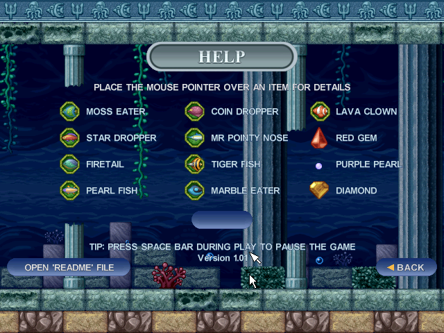 Bricks of Atlantis (Windows) screenshot: Help screen