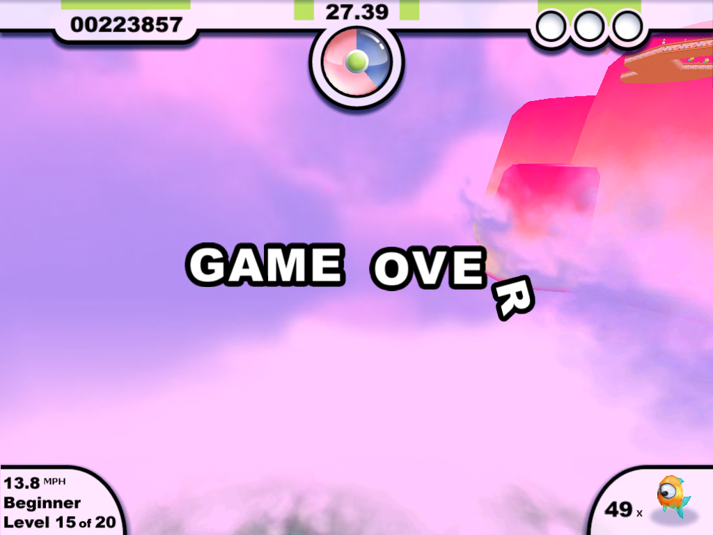 Snowball Run (Windows) screenshot: Game over
