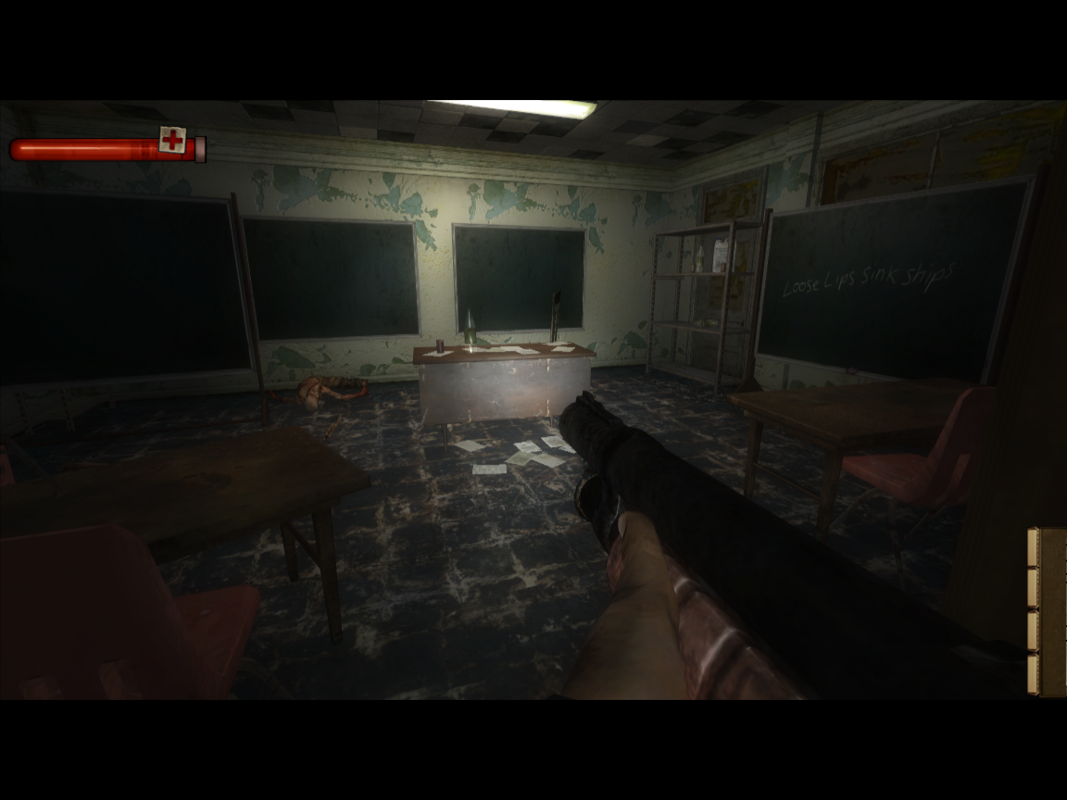Condemned: Criminal Origins (Windows) screenshot: This time a scummy and abandoned school. Seems everywhere you go in this game is either a burned out this or an abandoned that.