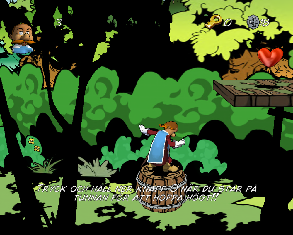Legendo's The Three Musketeers (Windows) screenshot: Barrels can be used to jump higher.