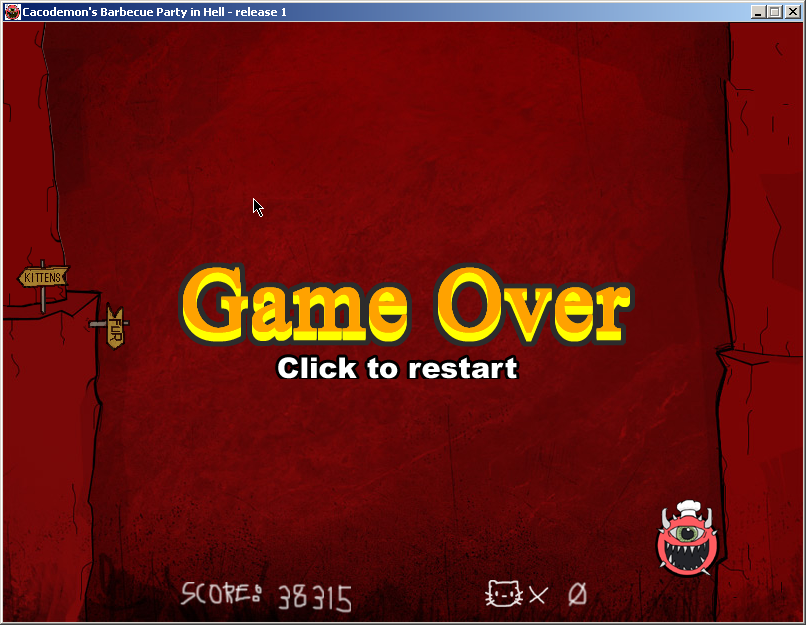 Cacodemon's Barbecue Party in Hell (Windows) screenshot: Game over!