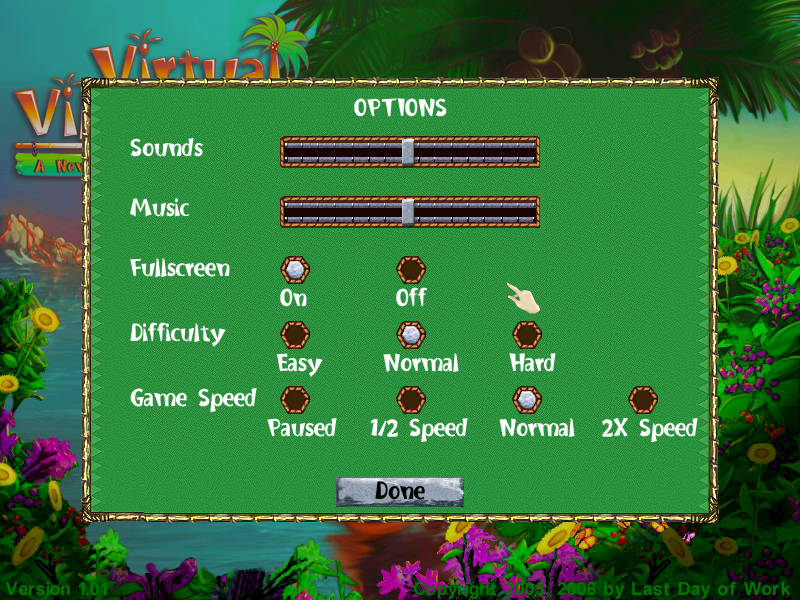 Village Sim (Windows) screenshot: Options