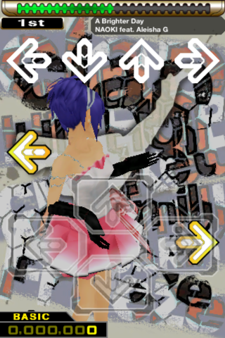 Dance Dance Revolution S+ (iPhone) screenshot: Game in progress