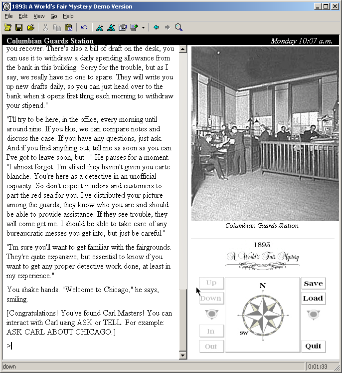 1893: A World's Fair Mystery (Windows) screenshot: Moving the plot along.