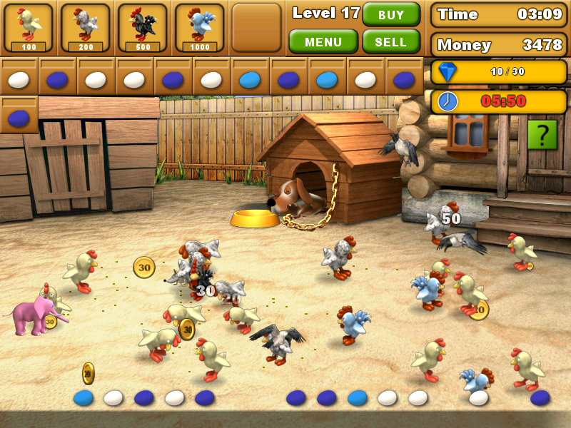 Chicken Chase (Windows) screenshot: The elephant offers further protection