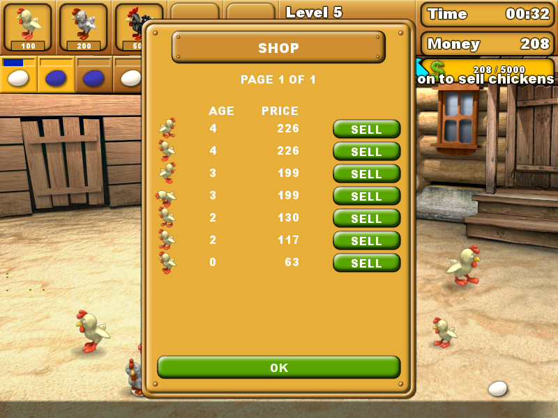 Chicken Chase (Windows) screenshot: Selling hens.