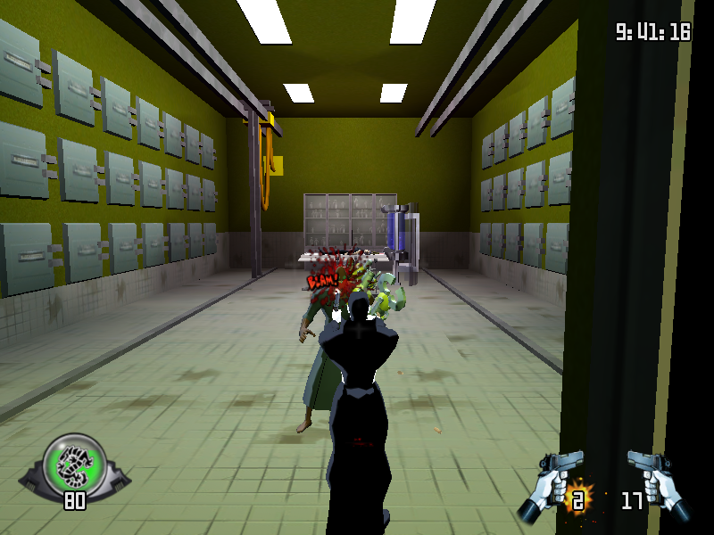 Drake of the 99 Dragons (Windows) screenshot: A morgue! Shooting the lockers will release red souls... those hurt you.