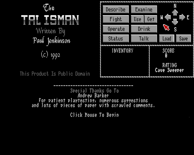 The Talisman (Amiga) screenshot: Title screen