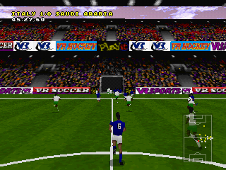VR Soccer '96 (PlayStation) screenshot: Half-time