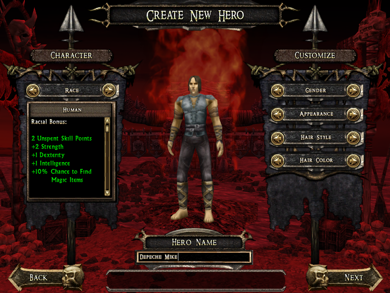 Dungeon Siege II (Windows) screenshot: Creating your new hero.