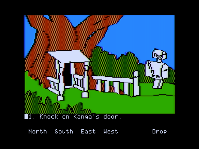 Winnie the Pooh in the Hundred Acre Wood (Apple II) screenshot: Kanga's house