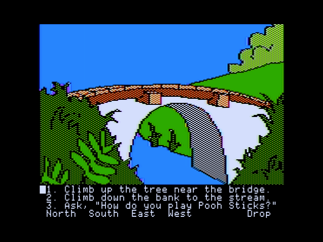 Winnie the Pooh in the Hundred Acre Wood (Apple II) screenshot: Bridge