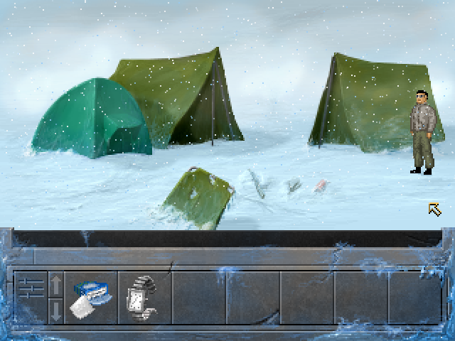 The Infinity String (Windows) screenshot: Exploring some army tents.