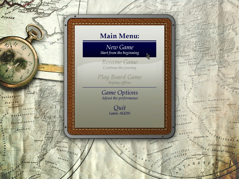 AGON: The Mysterious Codex (Windows) screenshot: Main menu