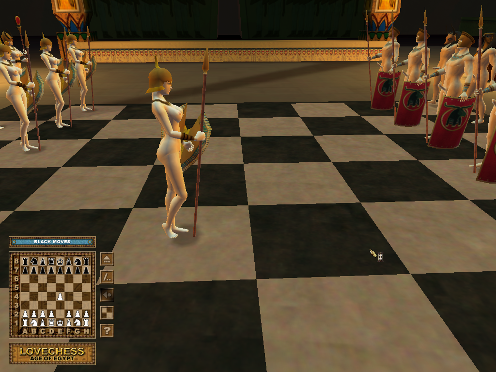 LoveChess: Age of Egypt (Windows) screenshot: The gents' team stands at attention.