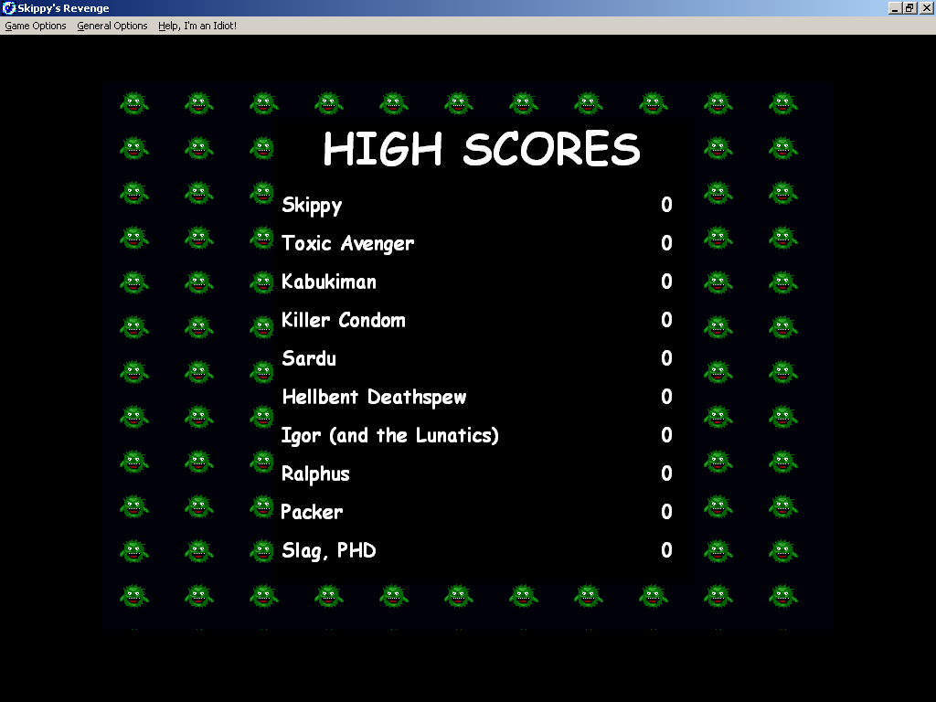 Skippy's Revenge (Windows) screenshot: High score table
