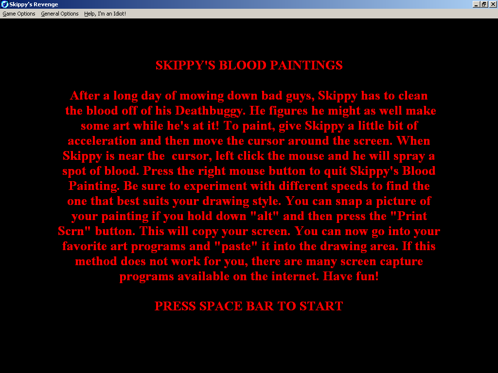 Skippy's Revenge (Windows) screenshot: Bonus functionality for all the artistic souls out there