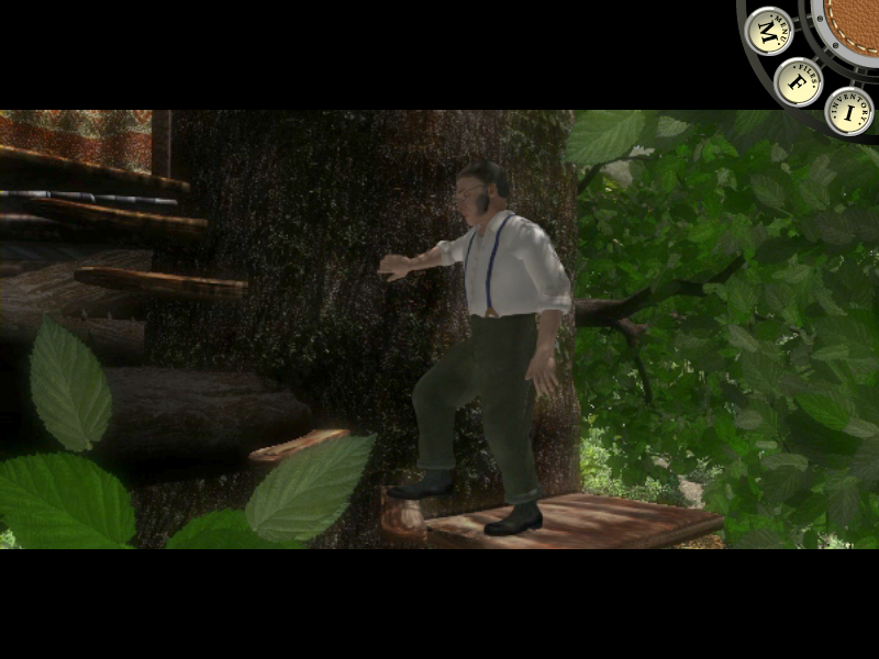 AGON: Episode 3 - Pirates of Madagascar (Windows) screenshot: The Prof. discovers a tree house and starts to climb up.