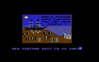 Santa Paravia and Fiumaccio (Commodore 64) screenshot: Customs tax