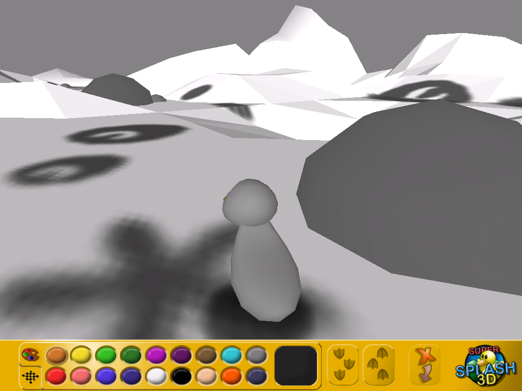Super Splash 3D (Windows) screenshot: Things sure are dreary with no colours!