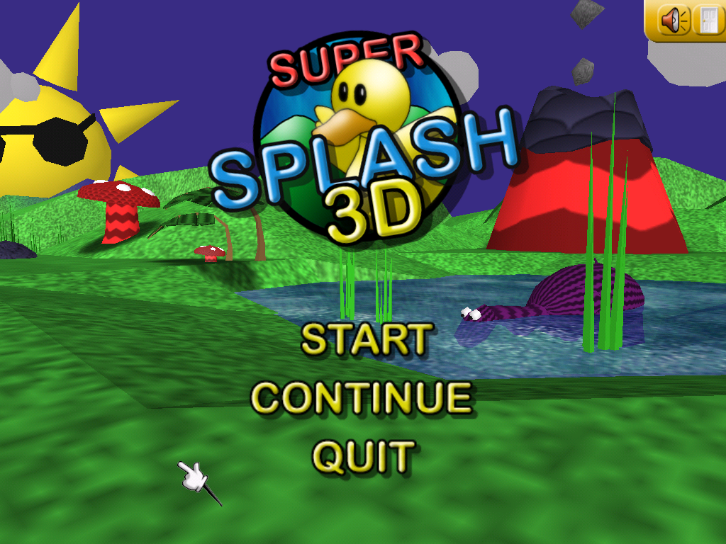 Super Splash 3D (Windows) screenshot: Start menu