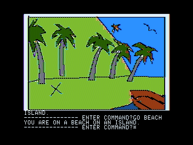 Hi-Res Adventure #2: The Wizard and the Princess (Apple II) screenshot: Arrived on an island.