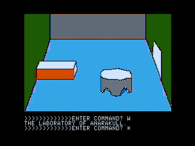The Demon's Forge (Apple II) screenshot: Found the laboratory of Anarakull