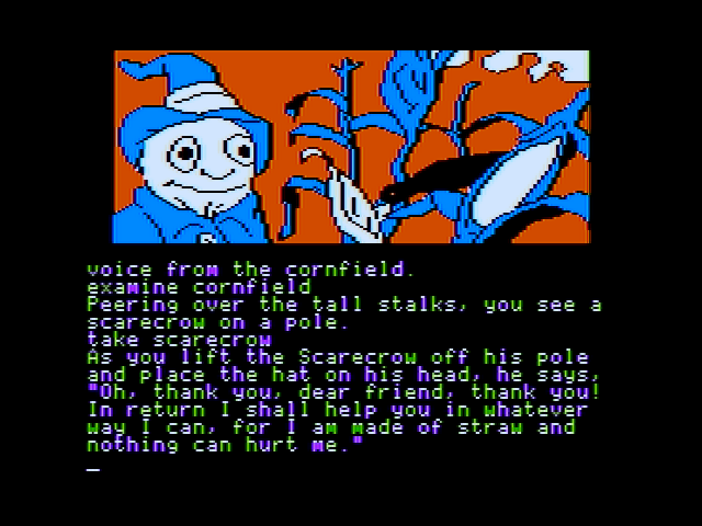 The Wizard of Oz (Apple II) screenshot: Found scarecrow!