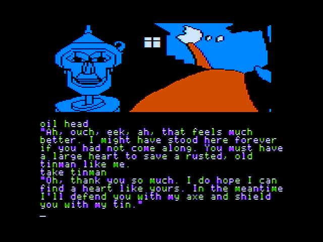 The Wizard of Oz (Apple II) screenshot: Here's the tin-man
