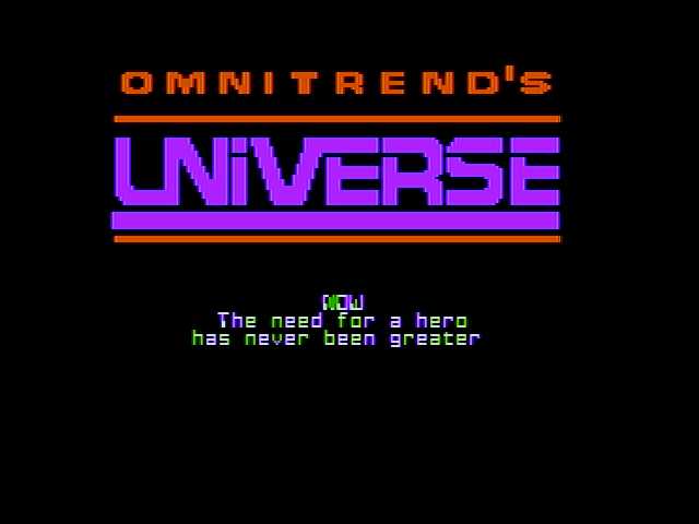 Universe (Apple II) screenshot: Title screen
