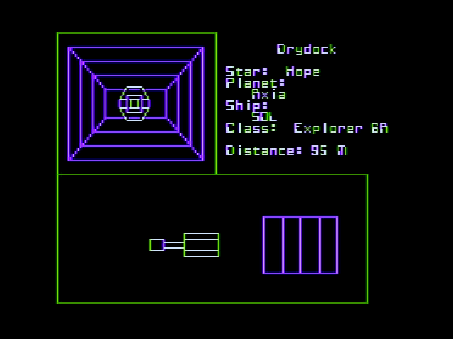 Universe (Apple II) screenshot: Docking control