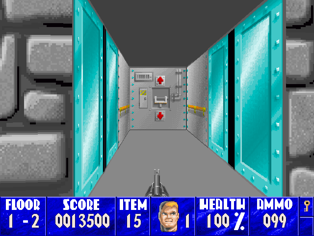Wolfenstein 3D (Macintosh) screenshot: End of floor exit elevator