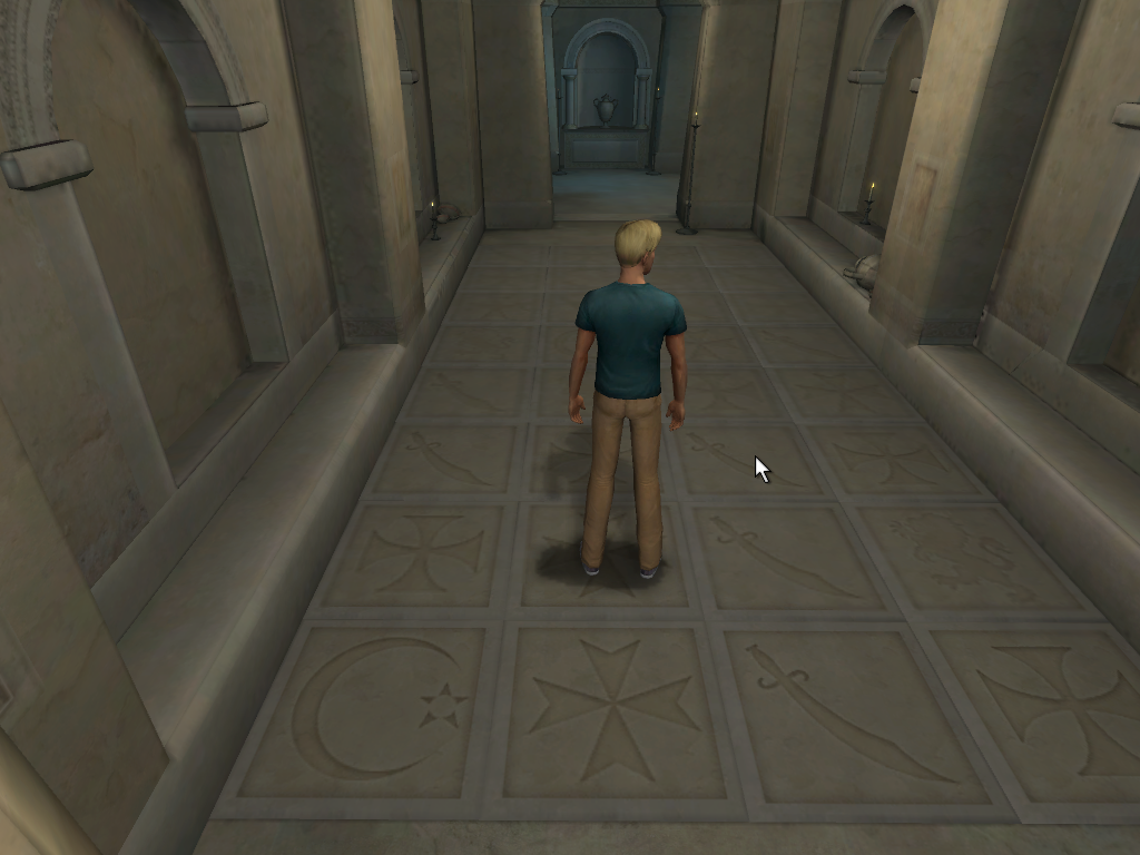 Secrets of the Ark: A Broken Sword Game (Windows) screenshot: To get from point A to point B, step on the tiles in the correct order.