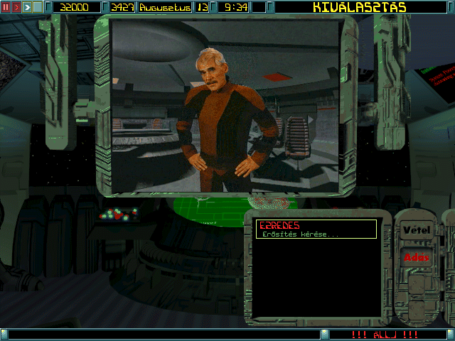 Imperium Galactica (DOS) screenshot: Video message ("fullscreen", Hungarian version only)