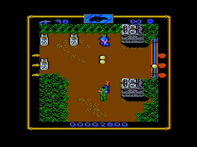 Heavy Barrel (Apple II) screenshot: Under attack!