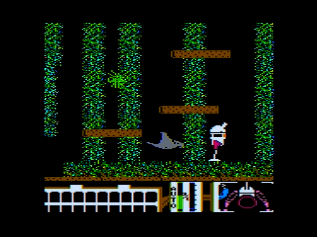 Spiderbot (Apple II) screenshot: Exploring the area