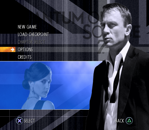 007: Quantum of Solace (PlayStation 2) screenshot: Menu screen.